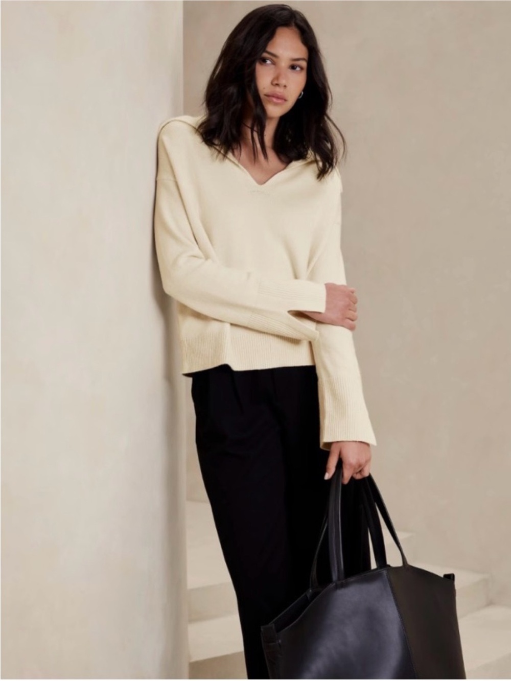 Banana Republic Johnny Collar V-Neck Sweater